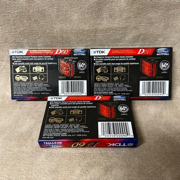 Lot (3) TDK D120 Cassettes Packs (IECI/Type I, High Output, Dynamic) - NEW - Picture 2 of 2